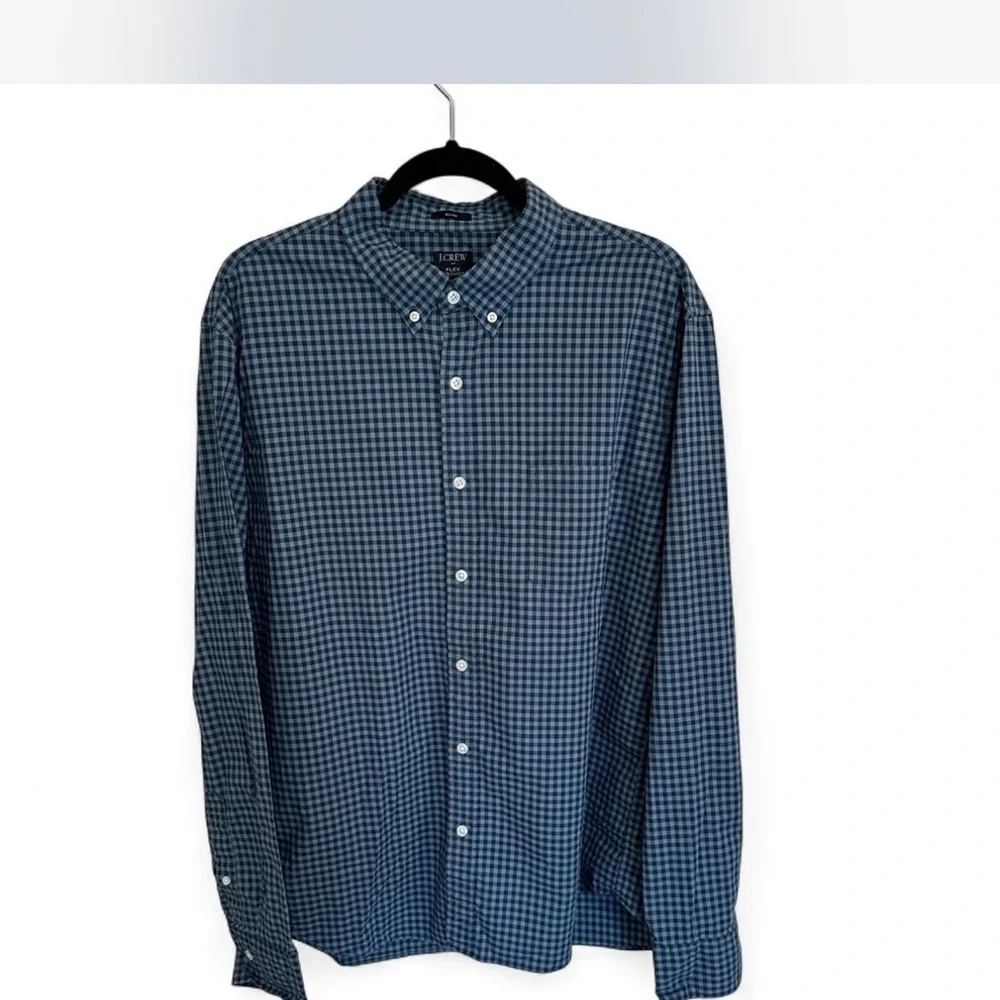 J. Crew Men's Navy Checkered Button Down Shirt